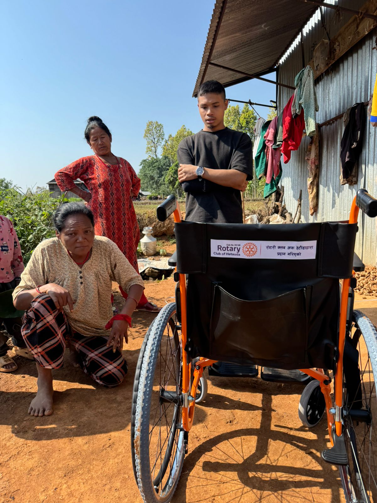 Wheelchair provided to Kanchi Maya Thing, a resident of Manahari Rural Municipality 1, Handikhola